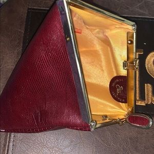Etra Vintage Red snakeskin leather clutch purse